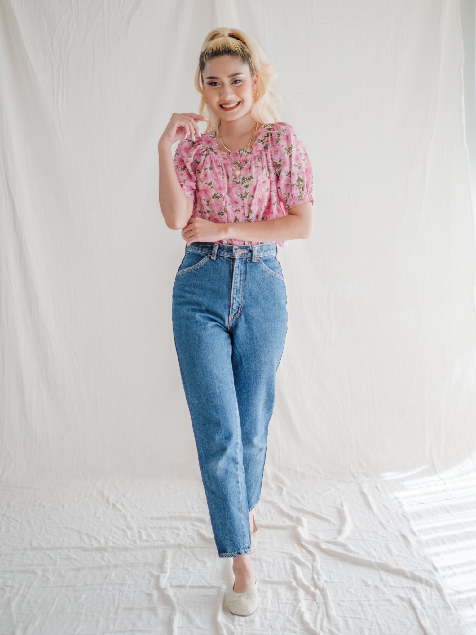 Vintage floral chiffon blouse