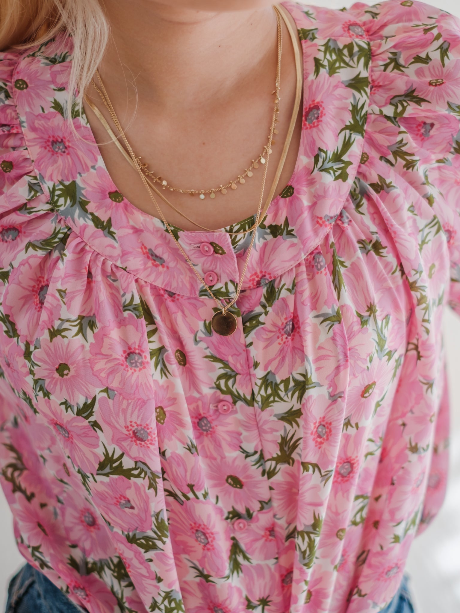 Vintage floral chiffon blouse