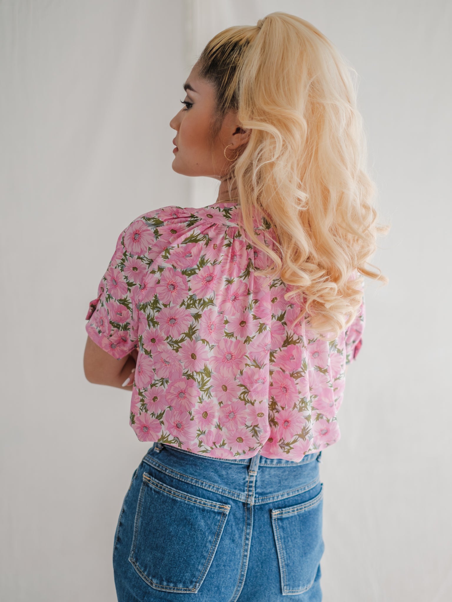 Vintage floral chiffon blouse