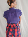Bow tie purple chiffon vintage blouse