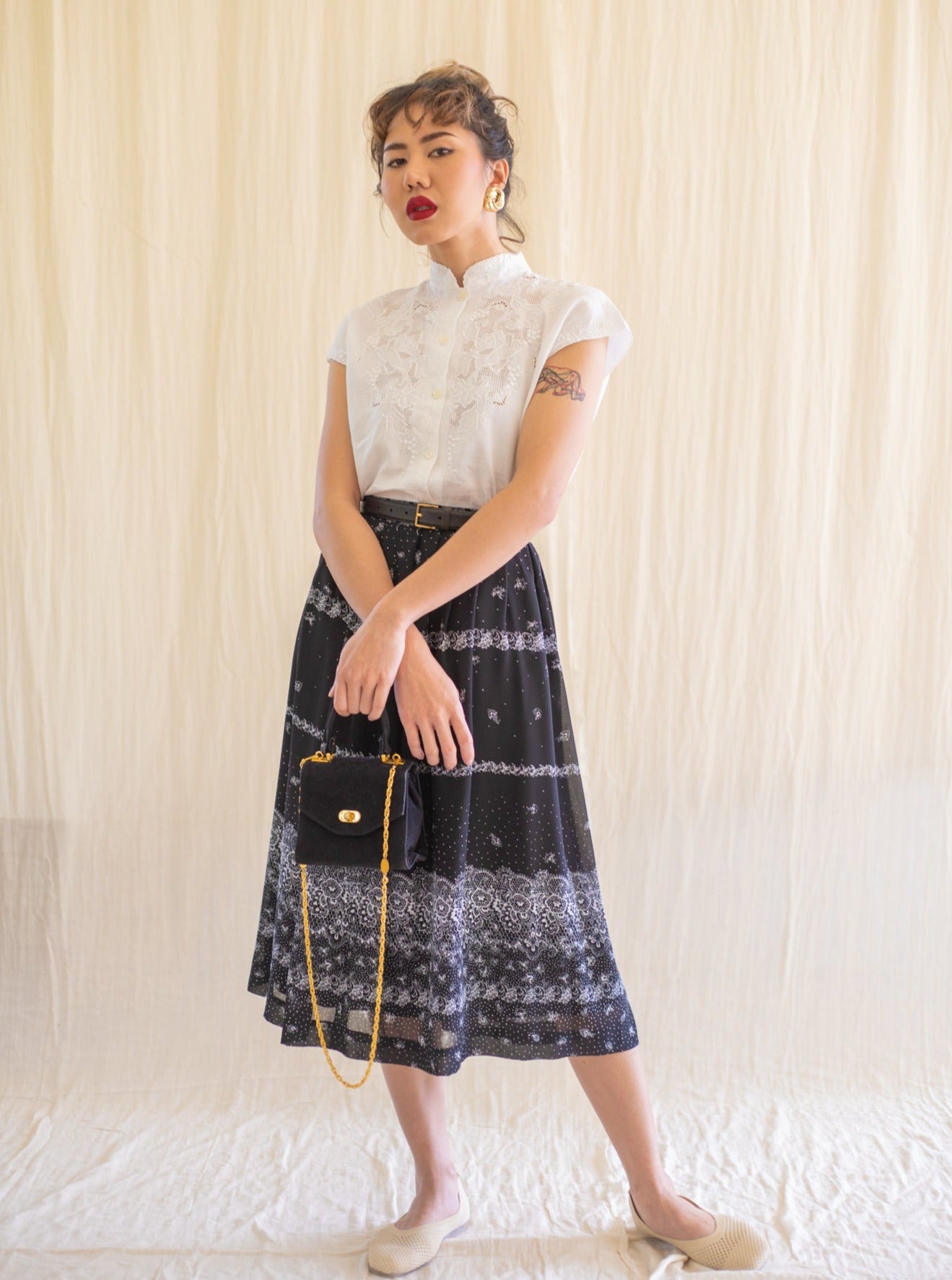Black chiffon vintage skirt