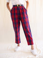 Vintage red and blue plaid cotton peg trousers