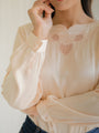 Peachy silk embroidery vintage blouse