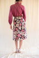 Vintage Floral Print Pink Midi Skirt