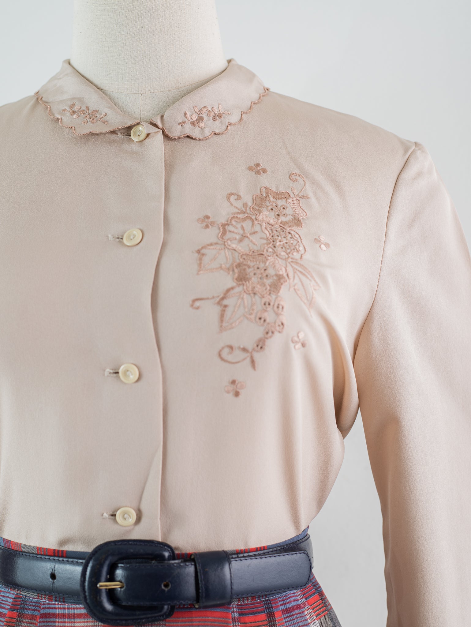 Silk embroidered vintage blouse