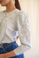 Gray Embroidery silk vintage blouse