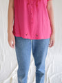 Red embroidered silk vintage blouse