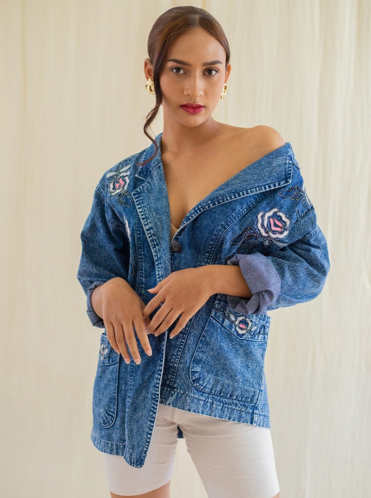 Oversized Embroidered Denim Jacket