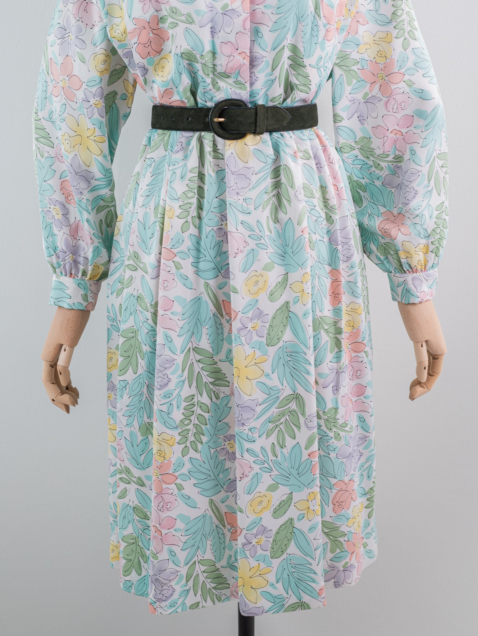 Floral print long sleeve vintage dress