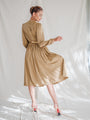 Vintage Beige spandex dress with long sleeves