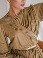 Vintage Beige spandex dress with long sleeves