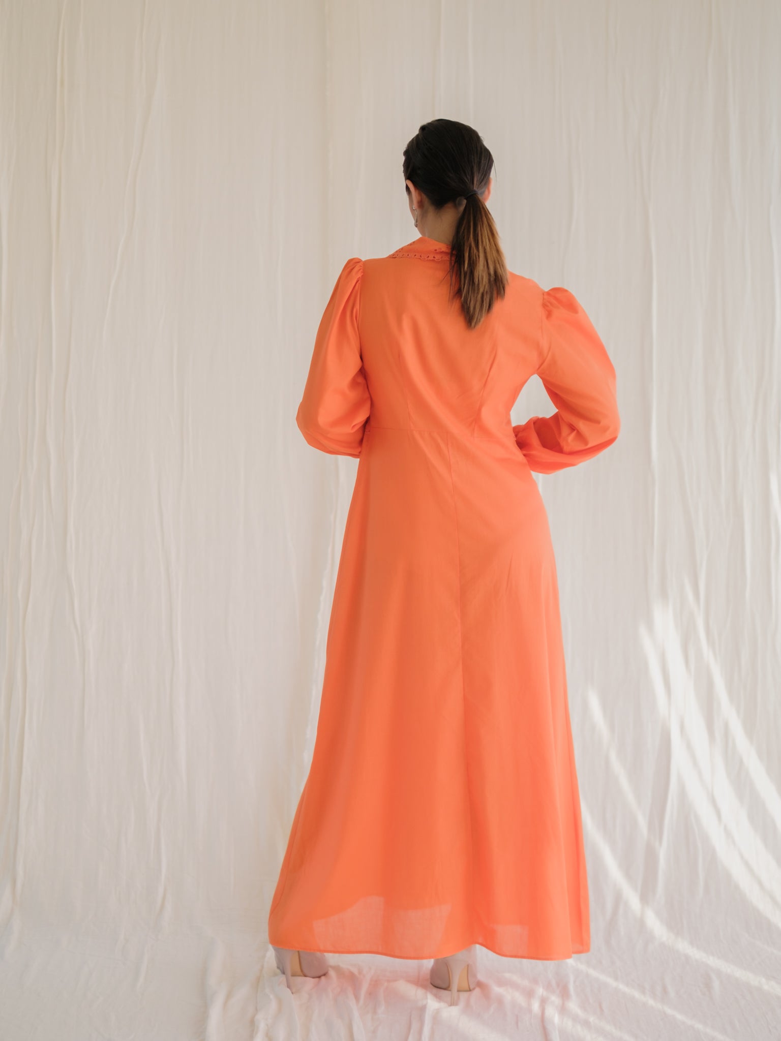 Orange long sleeve vintage dress