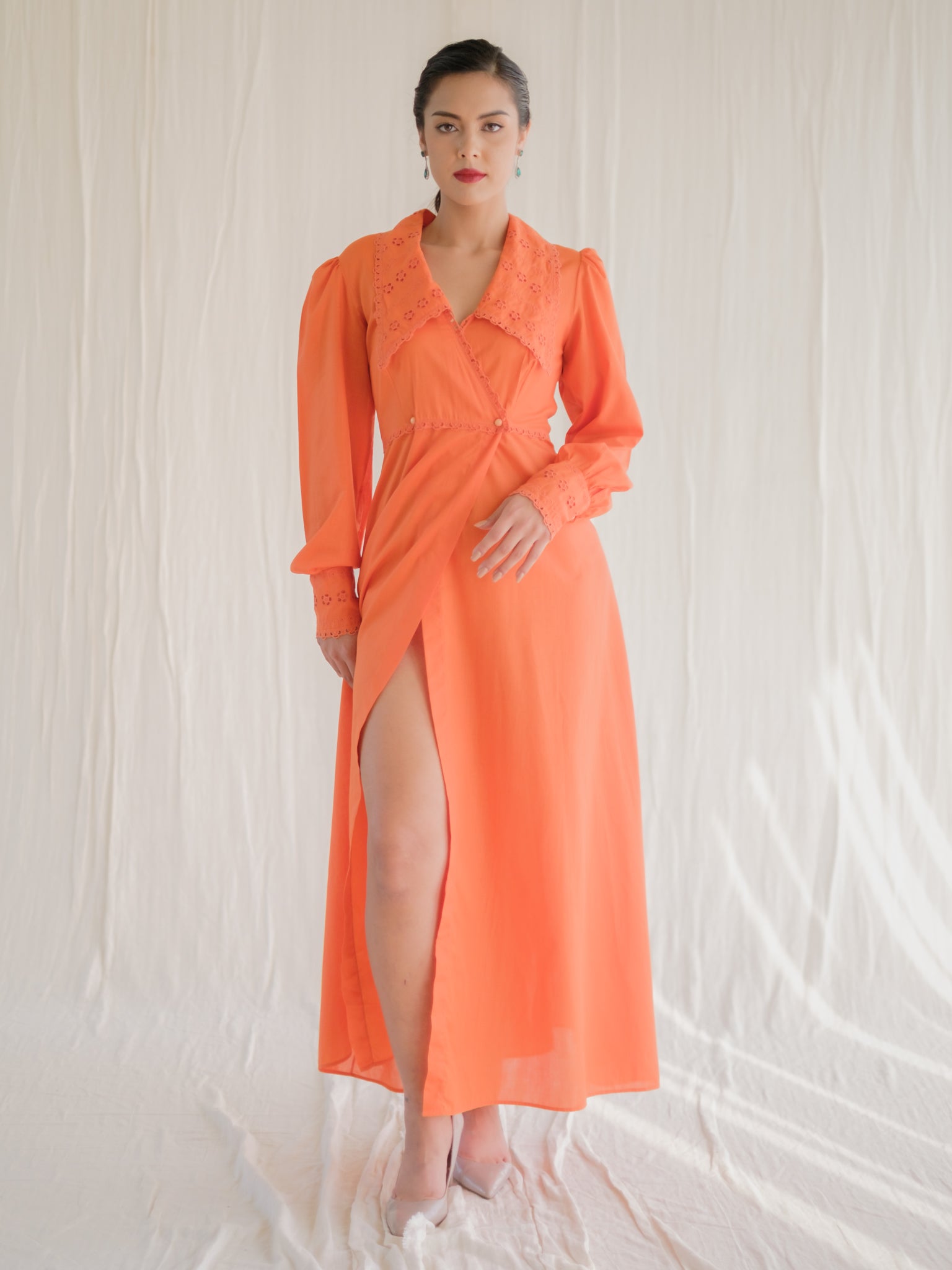 Orange long sleeve vintage dress