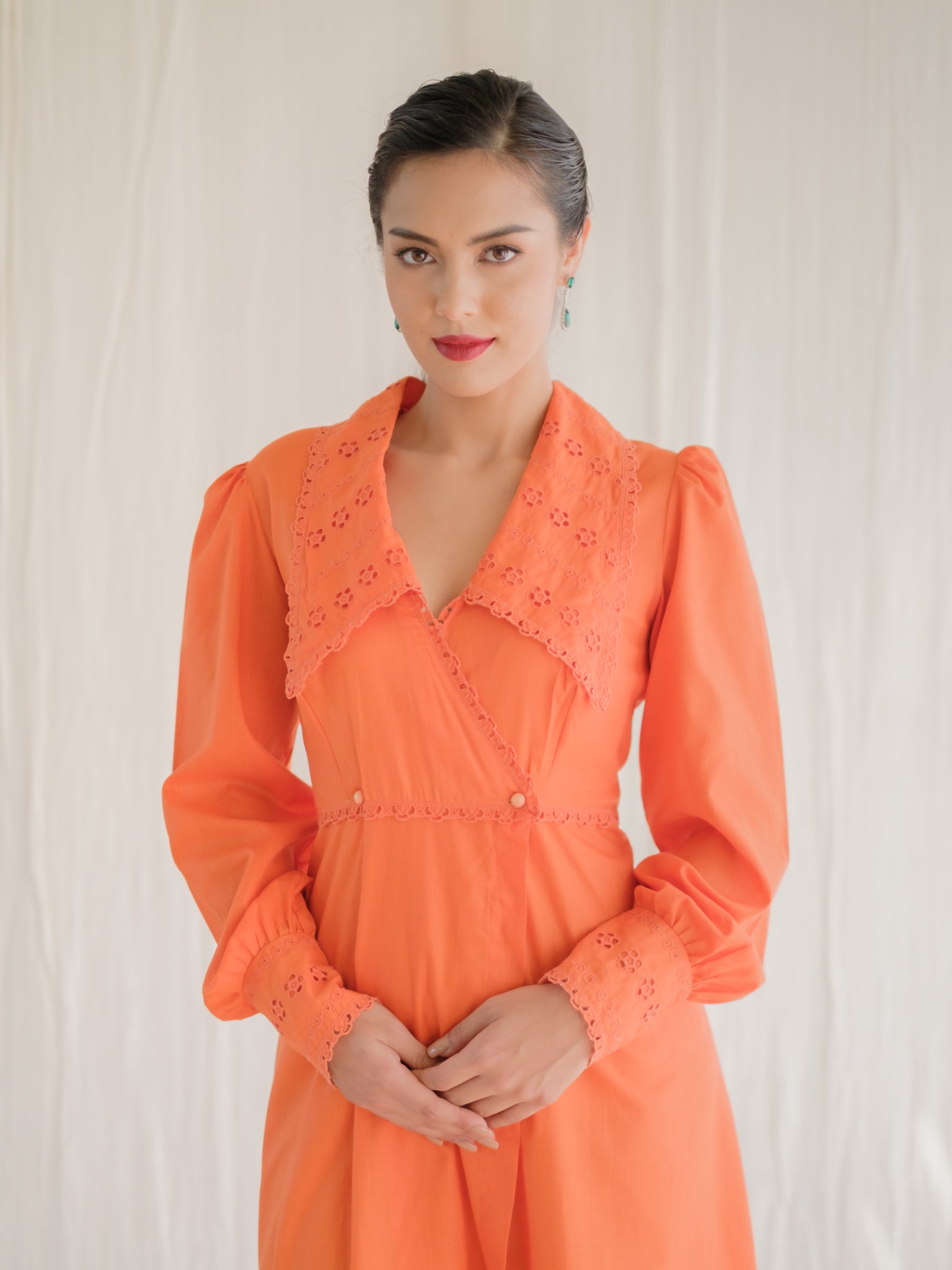 Orange long sleeve vintage dress