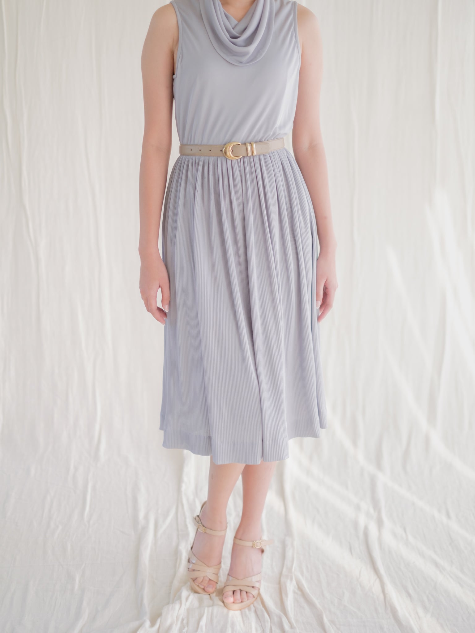 Gray cowl neck vintage dress