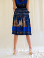 Navy-blue vintage dress with abstract print