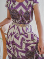 Polyester vintage midi dress with zigzag print