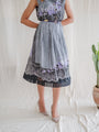 Vintage chiffon floral shirtwaist dress with collar neck