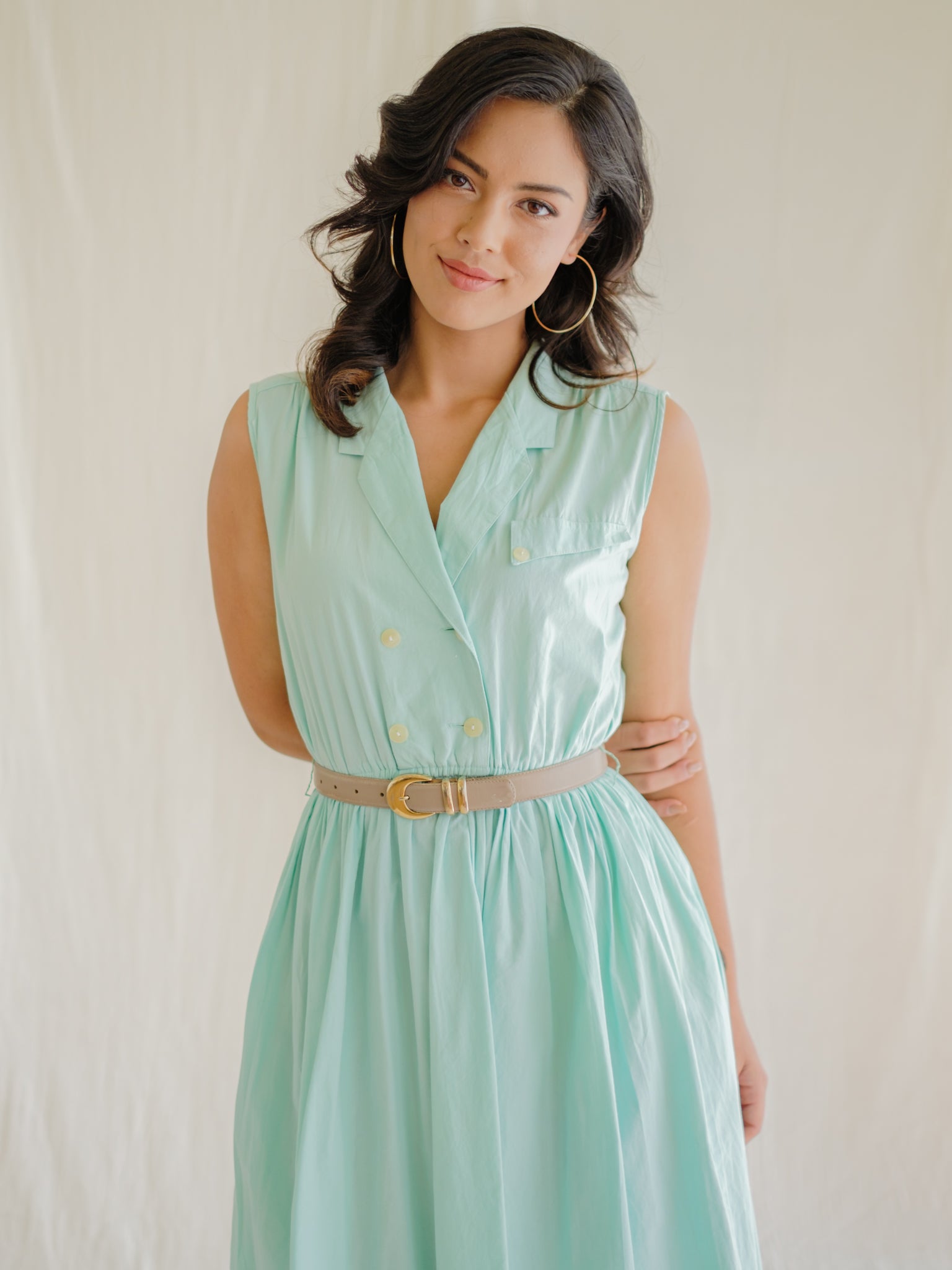 Mint shirtwaist vintage day dress