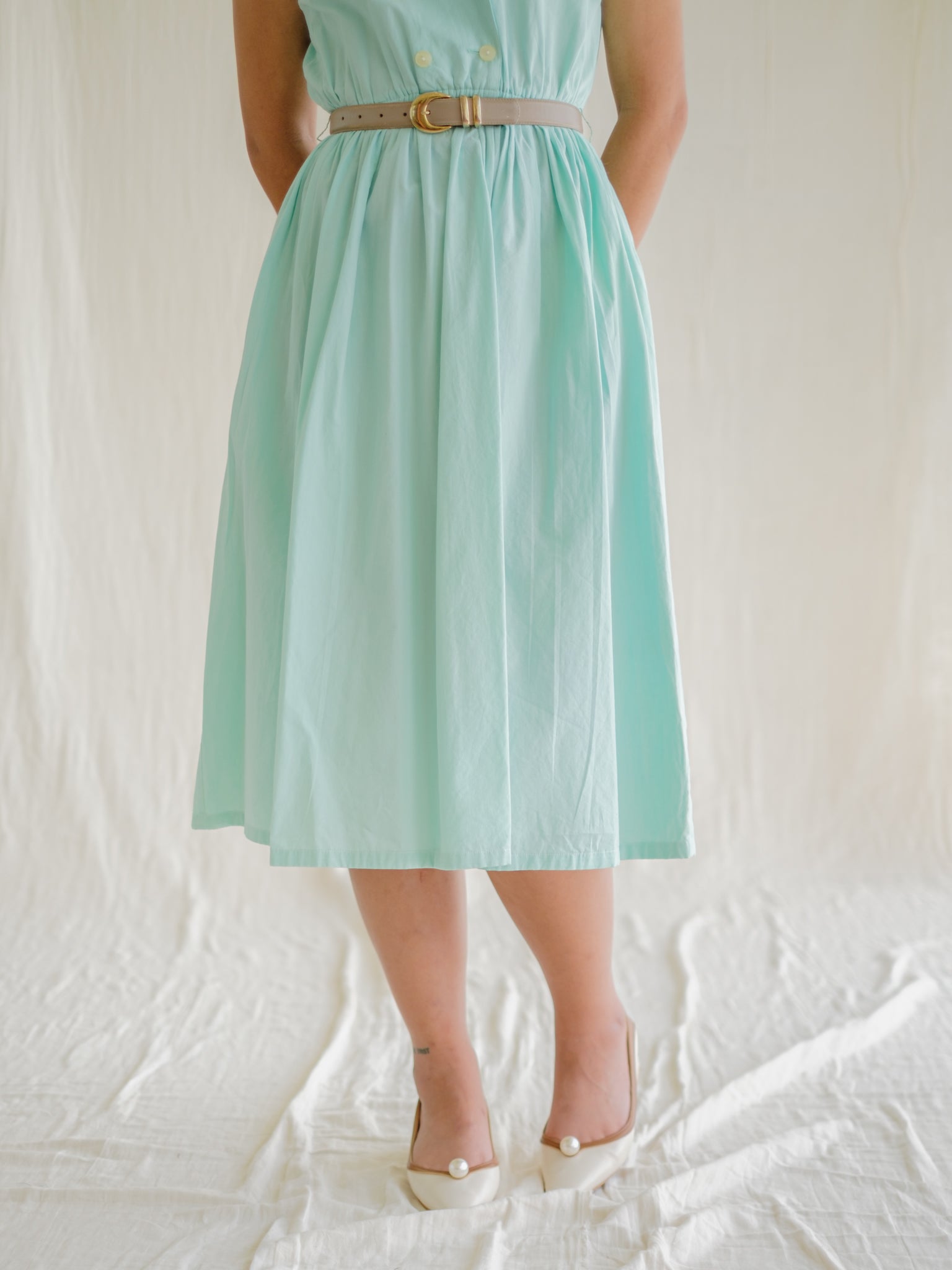 Mint shirtwaist vintage day dress