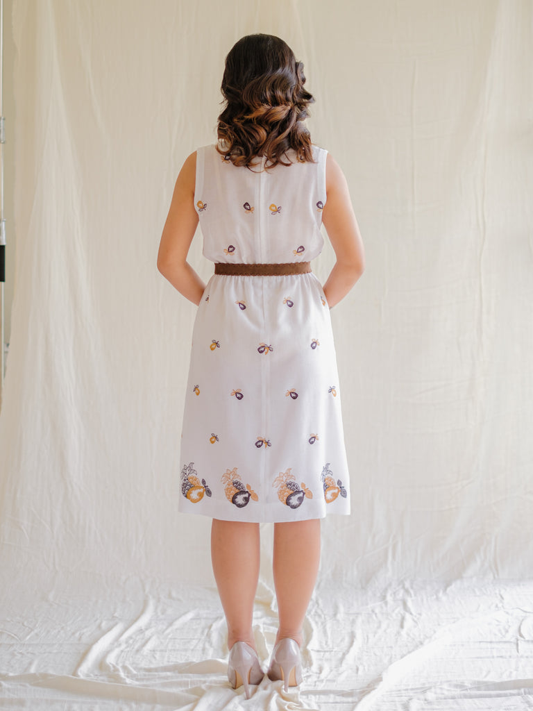 Pear Embroidered White Vintage Dress