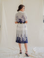 Vintage floral pleated shirtdress with half sleeves