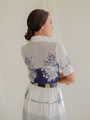 Vintage floral pleated shirtdress with half sleeves