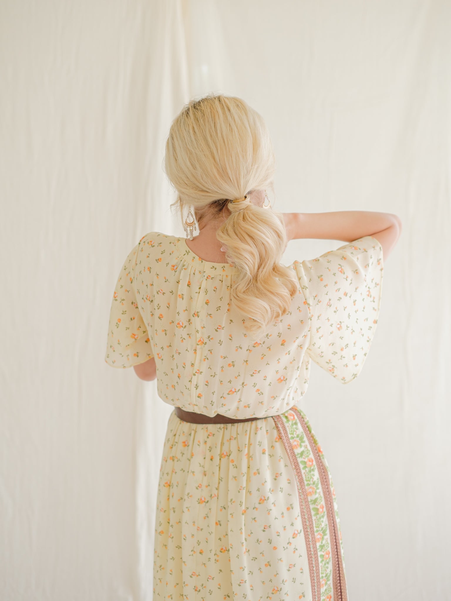 Yellow ditsy floral vintage dress