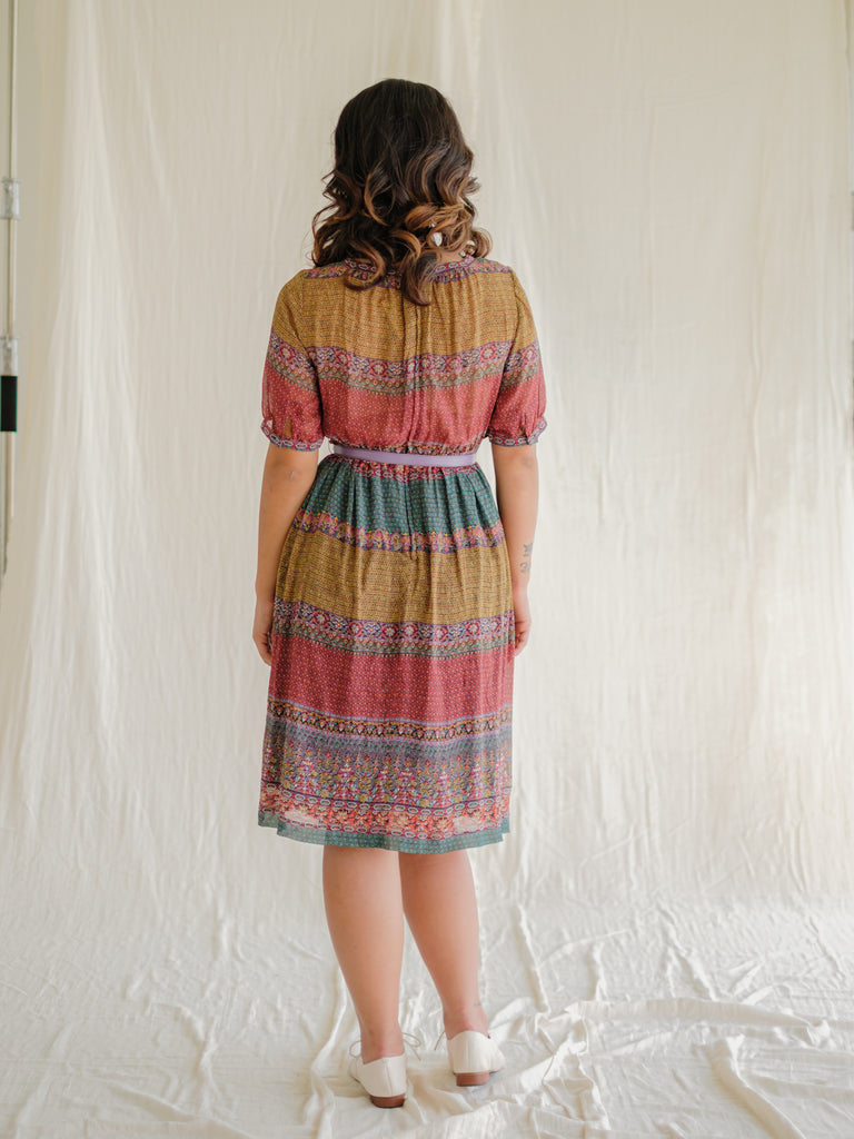 SUGARCREAM_VINTAGE_CHIFFON_RAINBOW_STRIPE_ROUND_NECK_MIDI_DRESS_2