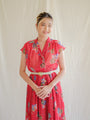 Vintage V-neck floral chiffon dress