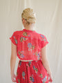 Vintage V-neck floral chiffon dress