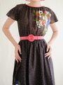 Floral print in black vintage dress
