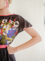Floral print in black vintage dress