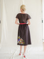 Floral print in black vintage dress