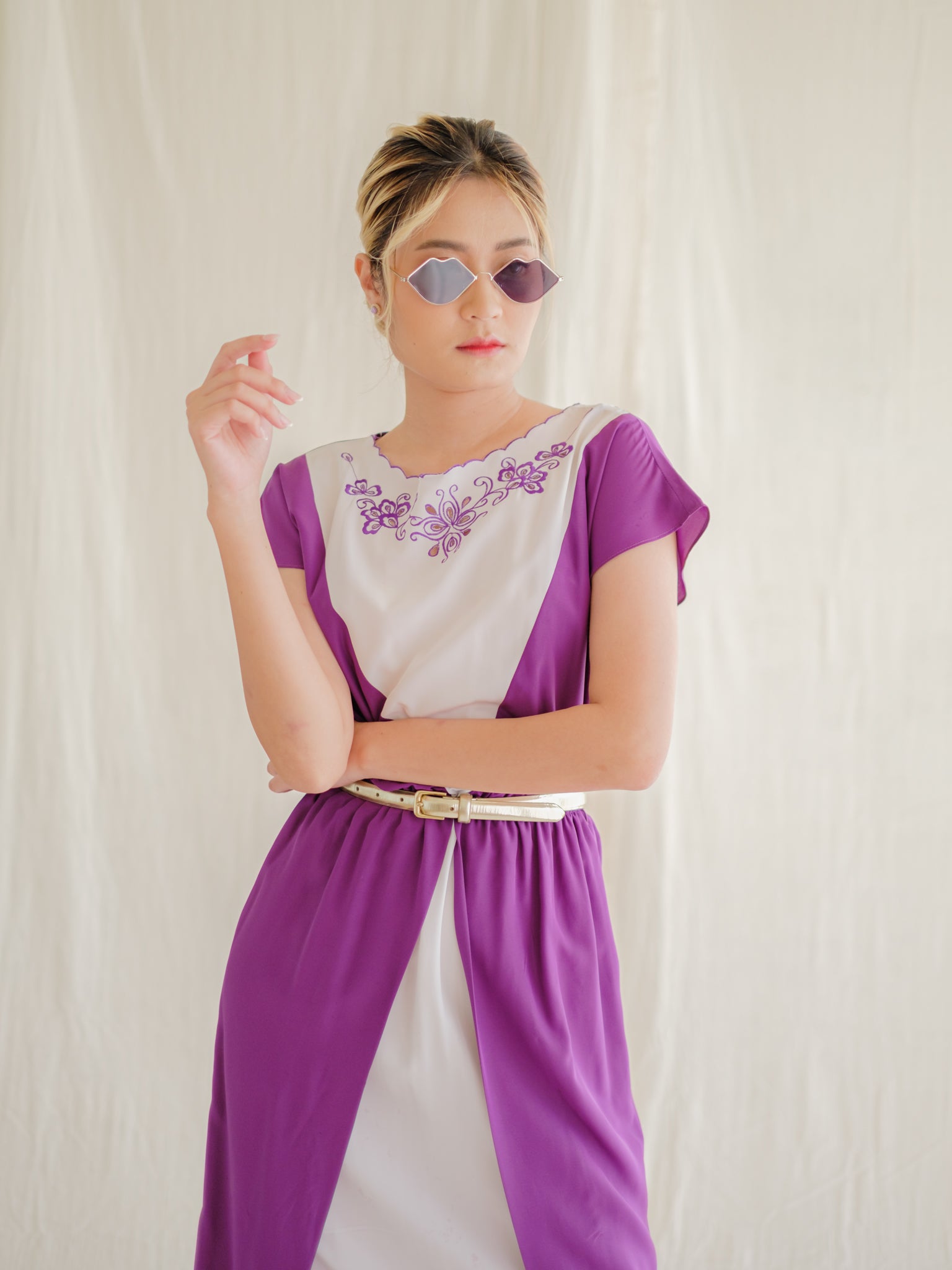 Chiffon purple vintage dress