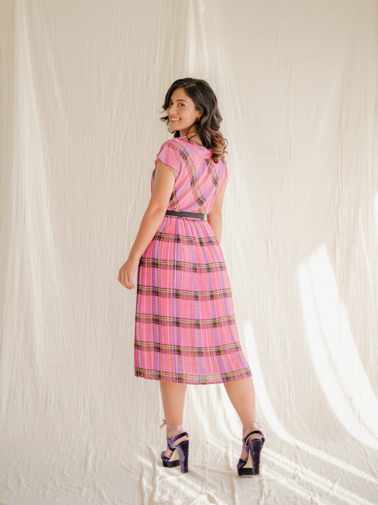 SUGARCREAM_VINTAGE_CHECK_CHIFFON_PINK_MIDI_DRESS_2