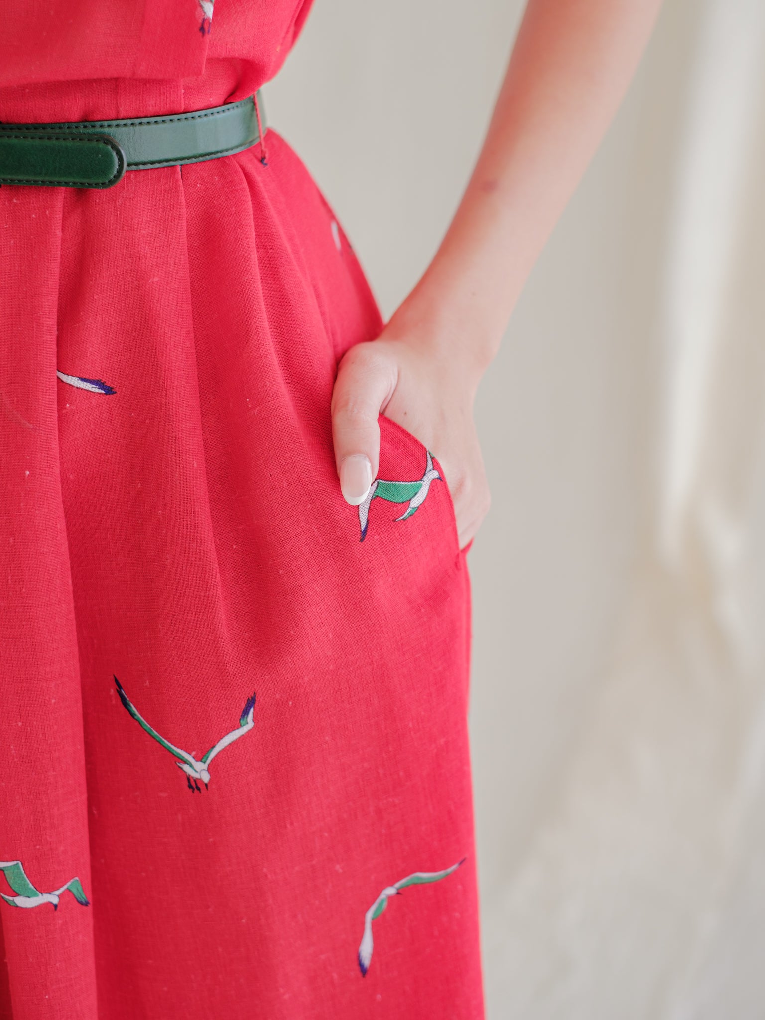 Vintage bird print summer dress