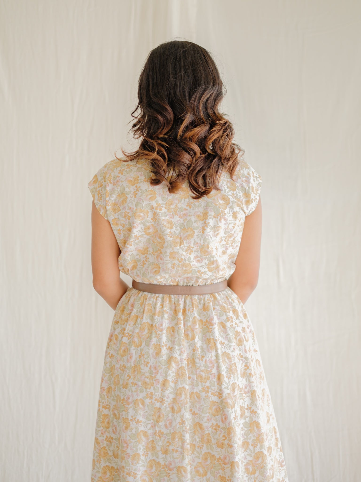Cream floral cotton vintage dress