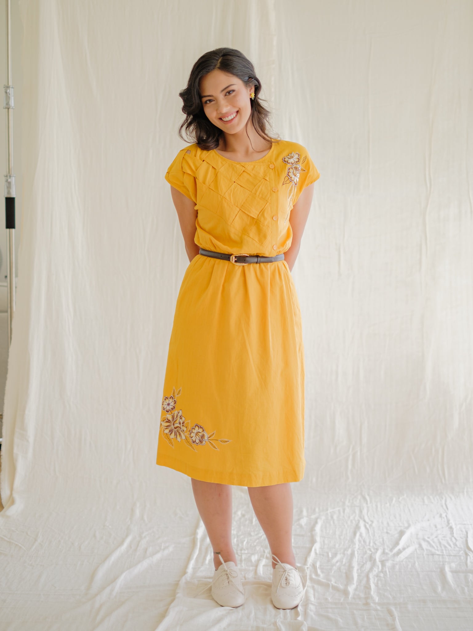 Yellow cotton vintage dress