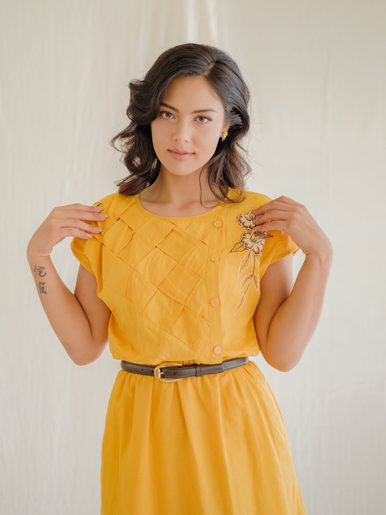 Yellow cotton vintage dress