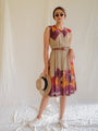 Fruit print khaki vintage dress
