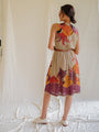 Fruit print khaki vintage dress