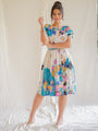 Vintage dress with bold and colorful floral print