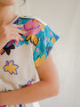 Vintage dress with bold and colorful floral print