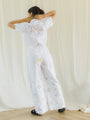 Upcycled Embroidered Crop Top and Pants Set with Lace Detailing