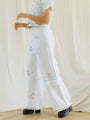 Vintage Crop Top and Pants Set with Floral Embroidery and Patchwork