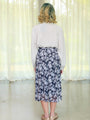 Vintage Floral Print Blue Midi Skirt