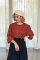 Burgundy embroidered chiffon vintage blouse