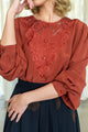 Burgundy embroidered chiffon vintage blouse