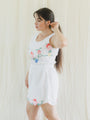 Vintage Floral Embroidered Crop Top and Shorts Set with Rose Border